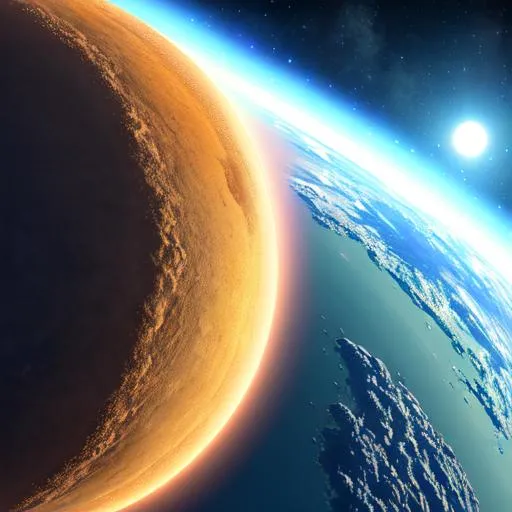 Planet rising on the horizon, 64K, HDR, ultra res, h... | OpenArt