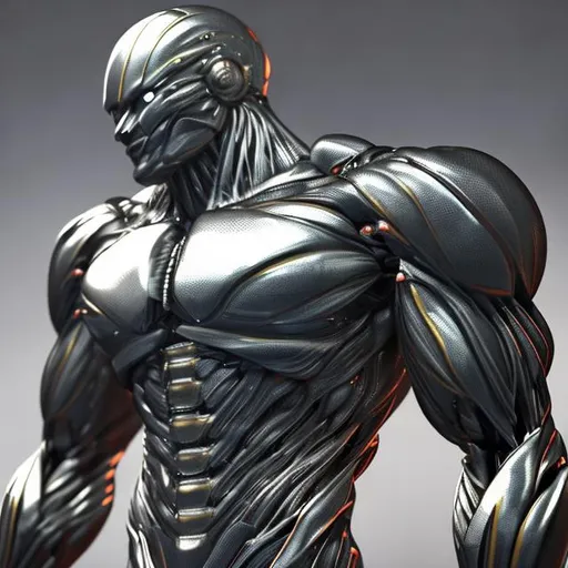 Prompt: Muscular lron man suit. Heavy muscles. 3d rendered. 4K. Ultra realistic 