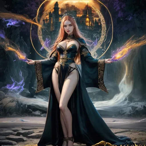 Prompt: Create Splashart, a fantasy style ultra Intricate, ultra realistic dark detailed ancient city square,

focused on a full body, hyper cute baby faced, perfect young slender, red head woman, intricately detailed {piercing blue eyes), alluring gaze, purple tinged skin, proportionate cleavage, long finger nails, wearing a large iron slave collar, silk Sorceress uniform, casting magic fire to see,

Professional Photo Realistic Image, RAW, artstation, splash style dark fractal paint, contour, hyper detailed, intricately detailed, unreal engine, fantastical, intricate detail, steam screen, complementary colors, fantasy concept art, 8k resolution, deviantart masterpiece, splash arts, ultra details Ultra realistic, hi res, UHD, 64k, 2D art rendering, depth of field 4.0, APSC, ISO 900,