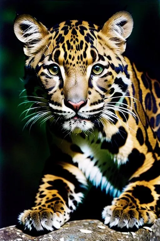 Prompt: A  clouded leopard, professional film photography, highly detailed, style of Ansel Adams, national geographic,
