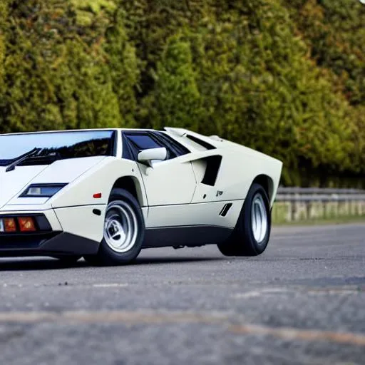 White Lamborghini Countach Realistic Ultra 8k Profe 