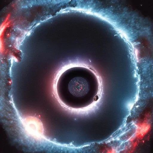 Prompt: space base  with a black hole and a galaxy
