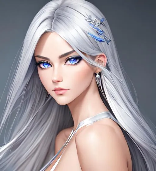 Masterpiece, 2d anime character, beautiful girl, grey hair