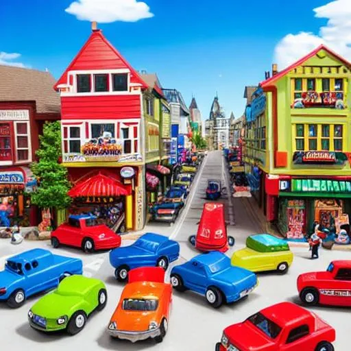 Miniature model, miniature toy buildings, cars and people. City
