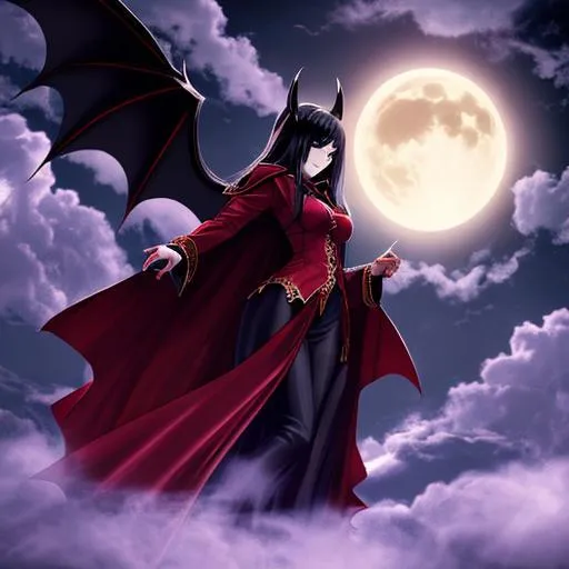 Wallpaper clouds, the moon, anime, the demon, vampire, bats