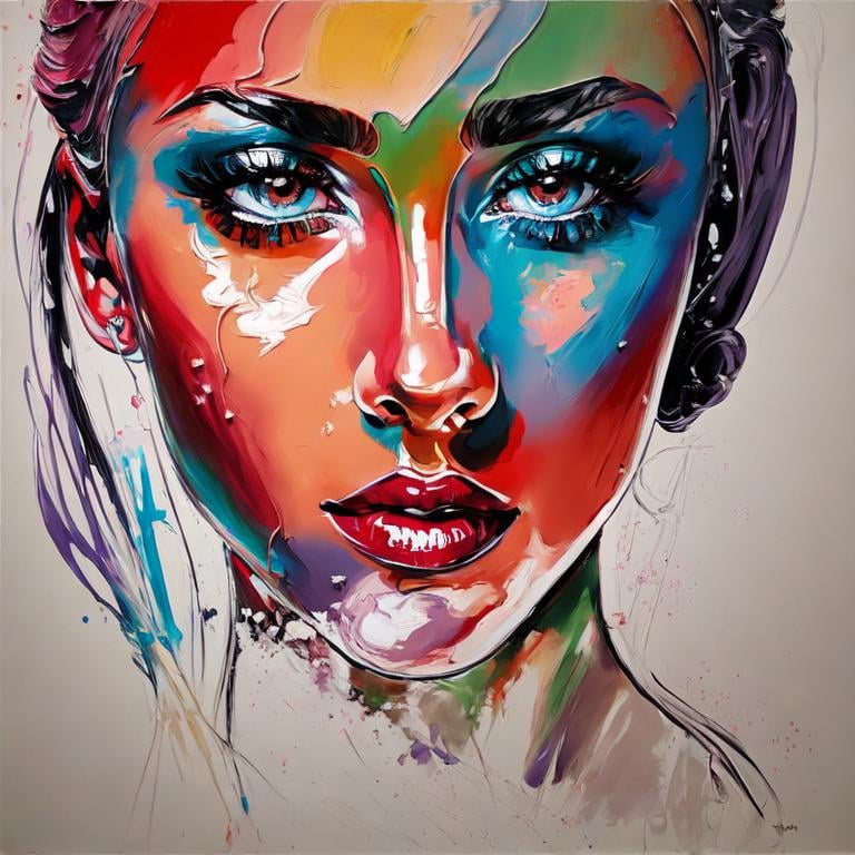 pop art painting of beautiful face of sensual woman'... | OpenArt