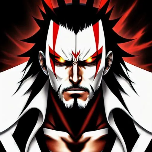 Prompt: Bleach, Kenpachi mixed with Resurrection Ulquiorra, Photorealistic, Hyper Realistic,  dynamic lighting, hyperdetailed, intricately detailed, deep color, volumetric lighting, Red and Black complementary colors, 8K Resolution