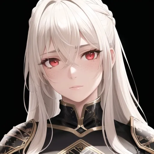 Prompt: "A close-up photo of a gorgues female knight with dark armour, predator like red eyes, in hyperrealistic detail, with a slight hint of loneliness in her eyes. Brown skin. Her face is the center of attention, with a sense of allure and mystery that draws the viewer in, but her eyes are also slightly downcast, as if a sense of loneliness is lingering in her thoughts. The detailing of her face is stunning, with every pore, freckle, and line rendered in vivid detail, but the image also captures the subtle emotions of loneliness that might lie beneath her surface"