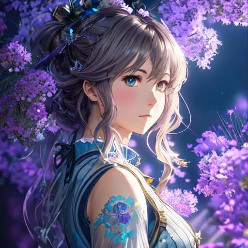 Prompt: Violet evergarden, shoulder length messy hair, happy, Full body, Beautiful anime waifu style girl, hyperdetailed painting, luminism, art by Carne Griffiths and Wadim Kashin concept art, 4k resolution, fractal isometrics details bioluminescence , 3d render, octane render, intricately detailed , cinematic, trending on artstation Isometric Centered hyperrealistic cover photo awesome full color, hand drawn , gritty, realistic mucha , hit definition , cinematic, on paper, ethereal background, abstract beauty,stand, approaching perfection, pure form, golden ratio, minimalistic, unfinished, concept art, by Brian Froud and Carne Griffiths and Wadim Kashin and John William Waterhouse, intricate details, 8k post production, high resolution, hyperdetailed, trending on artstation, sharp focus, studio photo, intricate details, highly detailed, by greg rutkowski