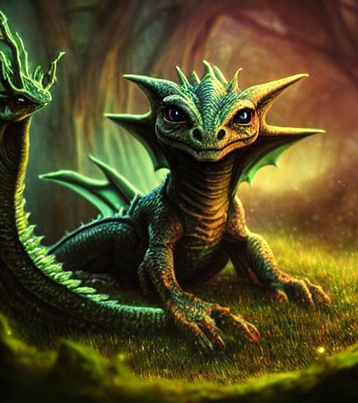 Cute galactic baby dragon, fantasy creature, large a... | OpenArt