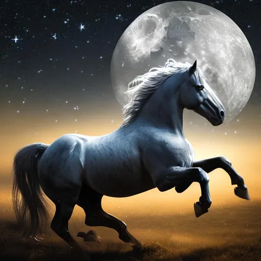 Prompt: galloping horse in moonlight
