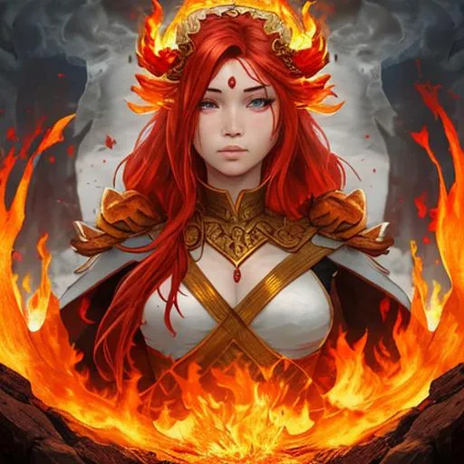 Prompt: Goddes of fire and war