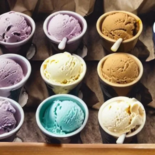 Prompt: Scooping ice cream flavors