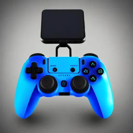 Prompt: Blue wireless controller with black backround