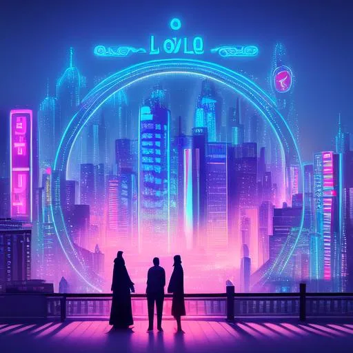 Prompt: A digital art piece that shows a futuristic cityscape of Kiev, with holograms and neon lights, contrasted with shadows and silhouettes of people in traditional costumes, expressing the contrast and harmony between modernity and tradition in Ukraine