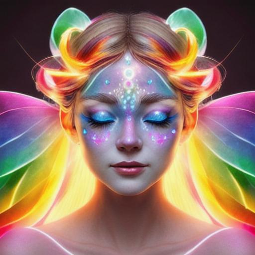 fairy goddess of light, facial closeup, rainbow | OpenArt
