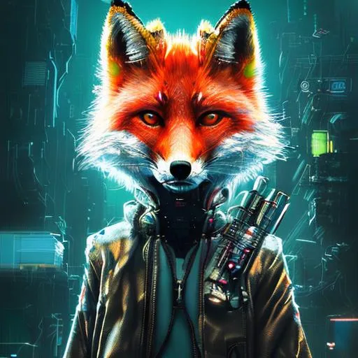 techno DJ cyberpunk fox robot poster by studio ghibl... | OpenArt