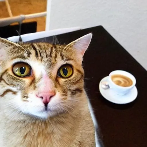 Prompt: Cats with coffee