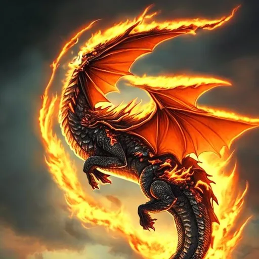 Prompt: A ghost dragon flying on the sky big fire eyes,without ear best dragon veriaty