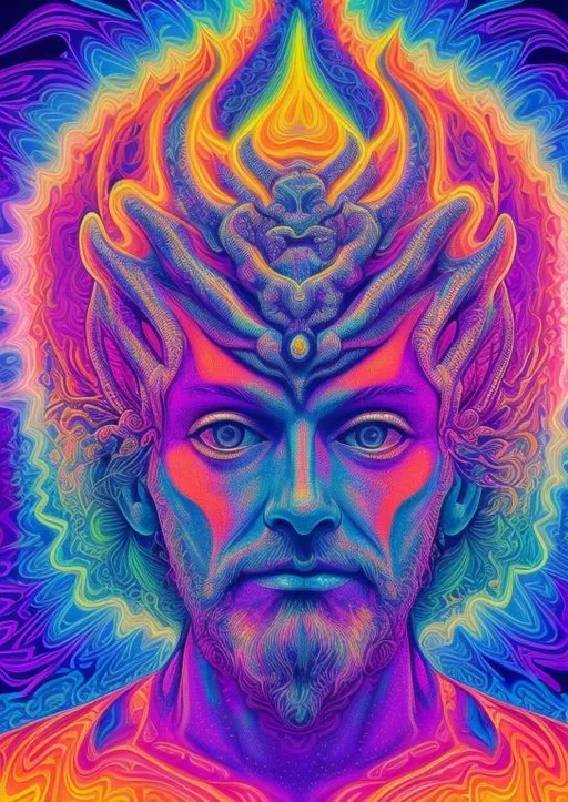 Prompt: accurate portrait illustration of {person} (Terence mckenna"), (Terence mckenna face)
psychedelic, and Hypnotic style,  fractal light,
hypnotic psychedelic art by alex grey, superfine detail, pop surrealism, psychedelic glow neon paint, mystical, Behance, divinity, 
