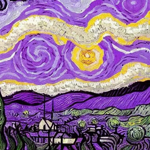 Prompt: purple rain on van gogh style