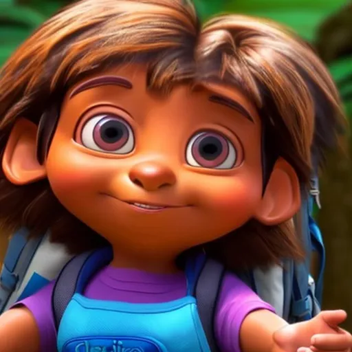 Prompt: Hyper realistic Dora the explorer. Soft eyes, smooth skin, 