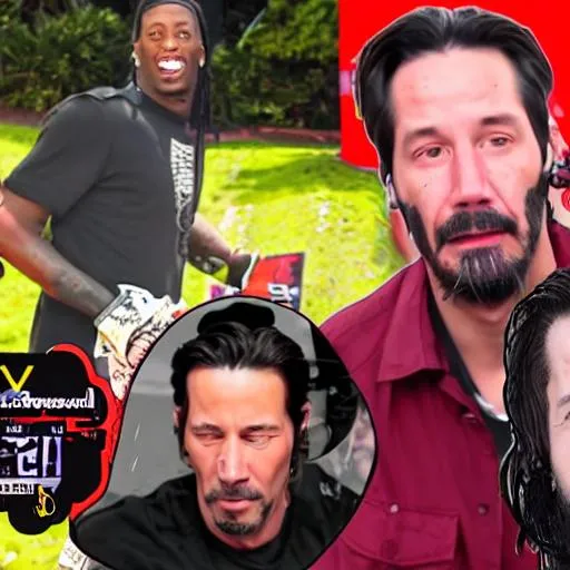 Prompt: travis scott and keanu reeves concert fortnite edp445 amogus burger ksi concert 4k