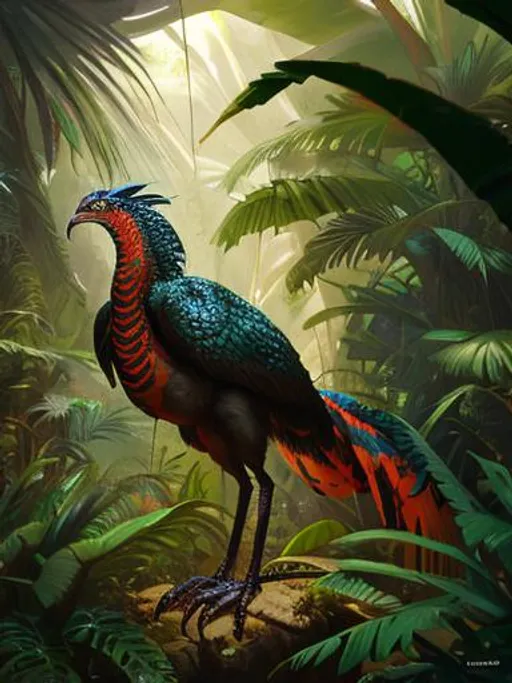 Prompt: Cockatrice in a jungle, greg rutkowski, vibrant colors, full hd, high quality, 4k, trending on artstation, oil painting, symmetrical, intricate, highly detailed,