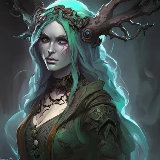 Prompt: mysterious decay sorcerer-druid female portrait, mold grows biohazard, dnd fantasy character concept, gothic woman