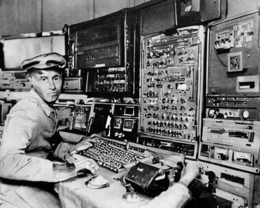 Prompt: Computer on the Soviet command post