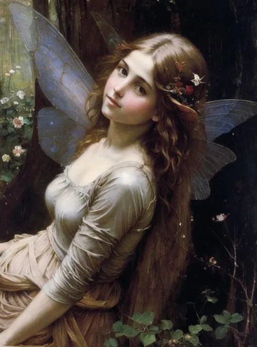 Prompt: oil painting of a fairy, by waterhouse