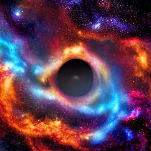 A massive black hole at the center of a galaxy, surr... | OpenArt