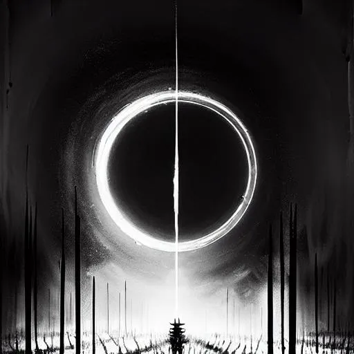 Prompt: The 9 circles of hell. negative black and white Speedpaint with large brush strokes by , Junji Ito, Ismail Inceoglu, , Gazelli, M.W. Kaluta, richard anderson, paint splatter, white ink, a masterpiece, 8k resolution, trending on artstation, horror, terrifying, highly detailed and intricate
