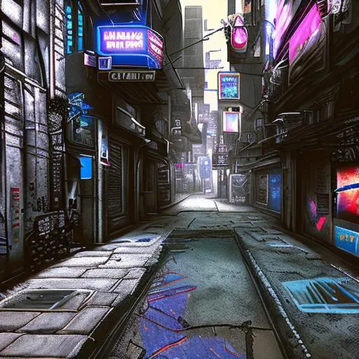 Prompt: cyberpunk back alley