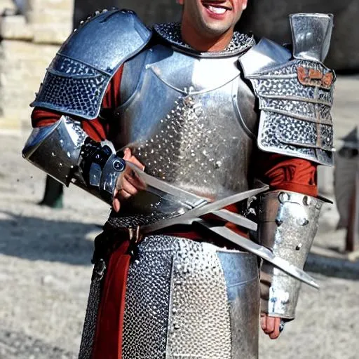 Prompt: the situation from jersey shore dressed like a medieval knight