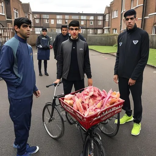 Prompt:  rishi sunak as mr spock
and some roadmen selling cabbage on a london council estate