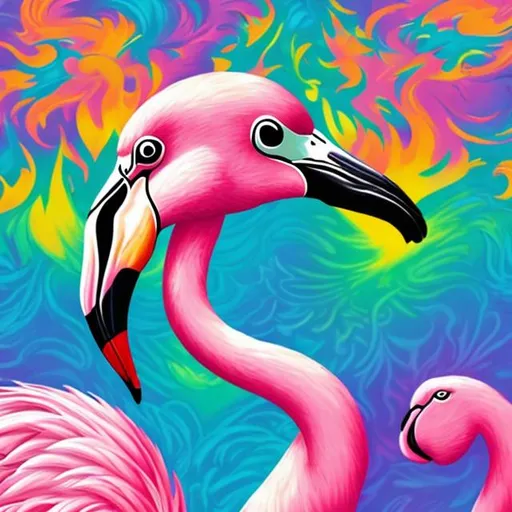 Prompt: Flamingo in the style of Lisa frank