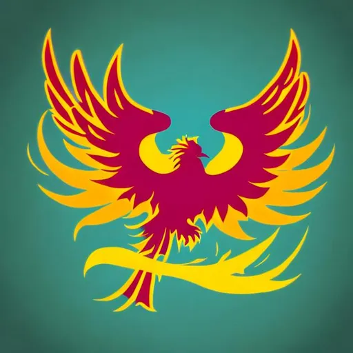 Prompt: A logo for a counselling service  called Phoenix Wellbeing. From the ashes the Phoenix rises.  Colours of flame