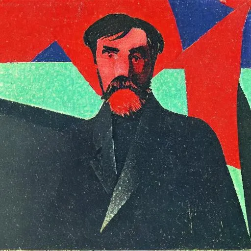 Prompt: friedrich engels kazimir malevich style