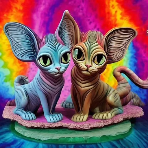 Prompt: Lisa frank style of sphinx cat diorama 