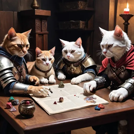 Prompt: cats play dnd