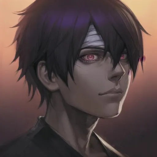 A cute Dark intimidating young boy like reaper