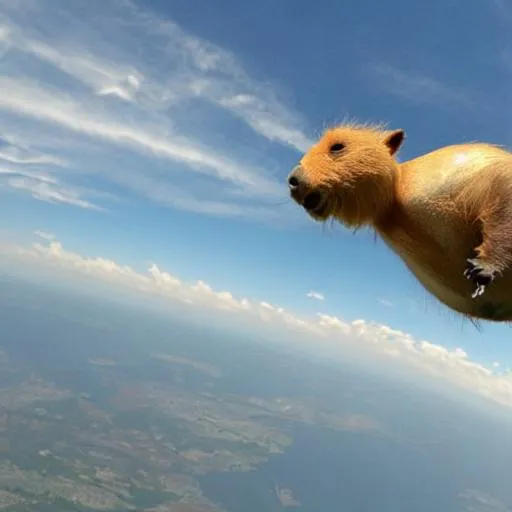 Prompt: Capybara Skydiving 