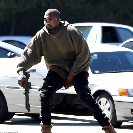 Prompt: Kanye severely armed and dangerous 
