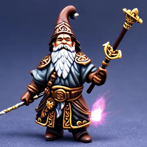 Prompt: dwarf with wizard staff