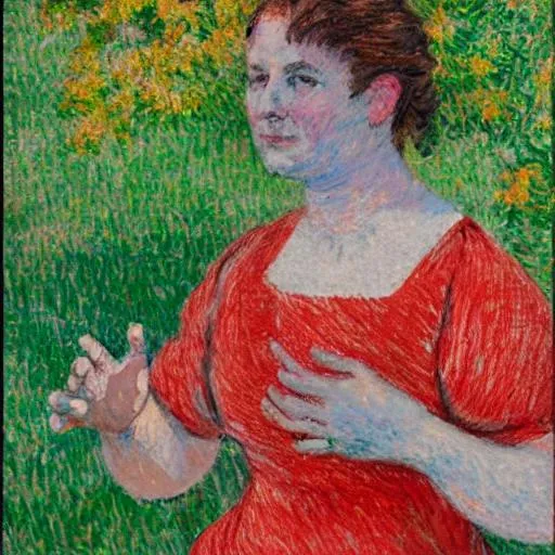 Prompt: A sign language user in impressionism style