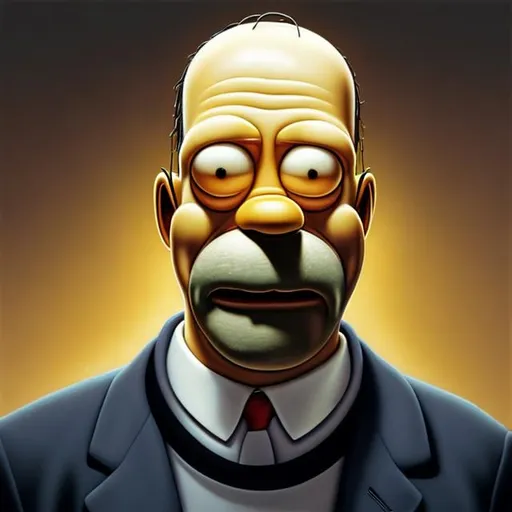 Prompt: homer simpson, in the style of Gottfried Helnwein, extremely cinematic,realistic, details, details lips, details hair,