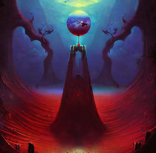 Prompt: Beyond the Void by Zdzisław Beksiński Digital Illustration Concept Art