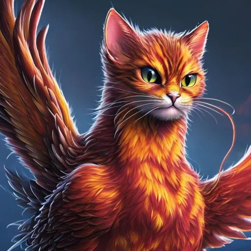 Prompt: photo realistic image of a Phoenix cat