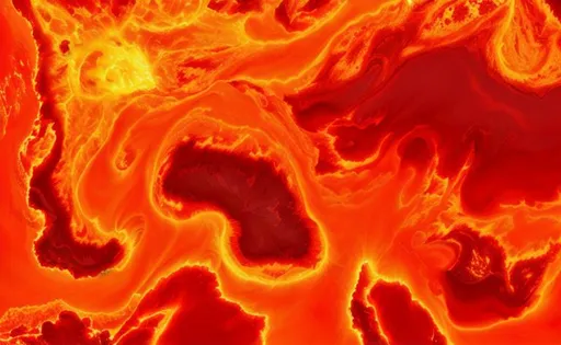 Prompt: top down view of magma and flame